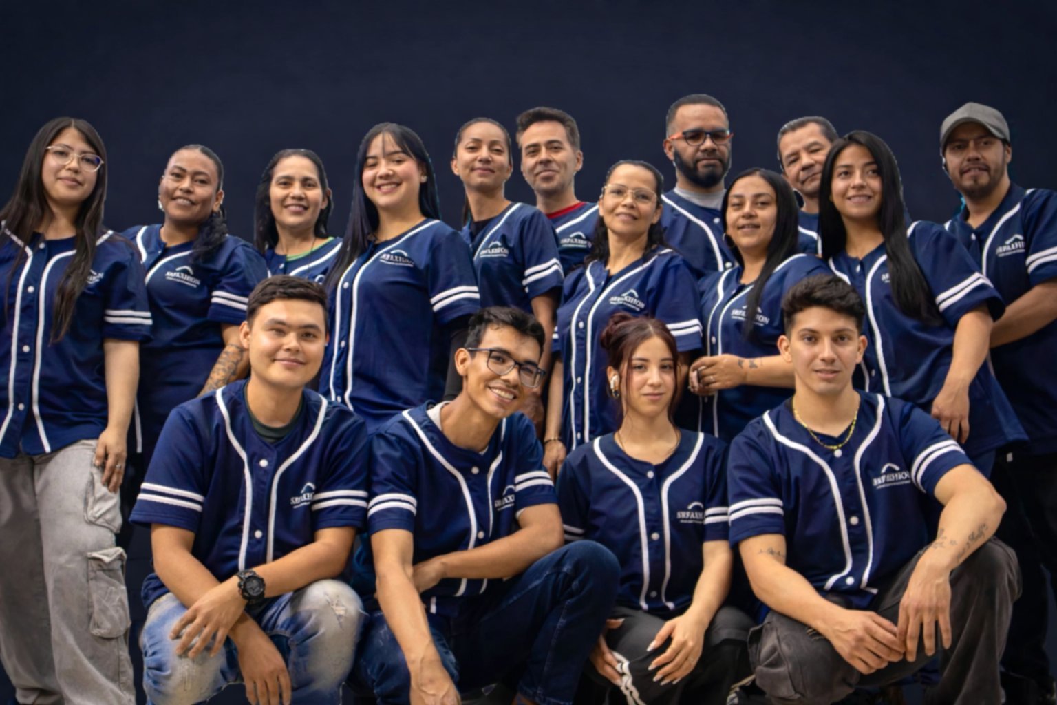 The full SR Faxhion manufacturing team